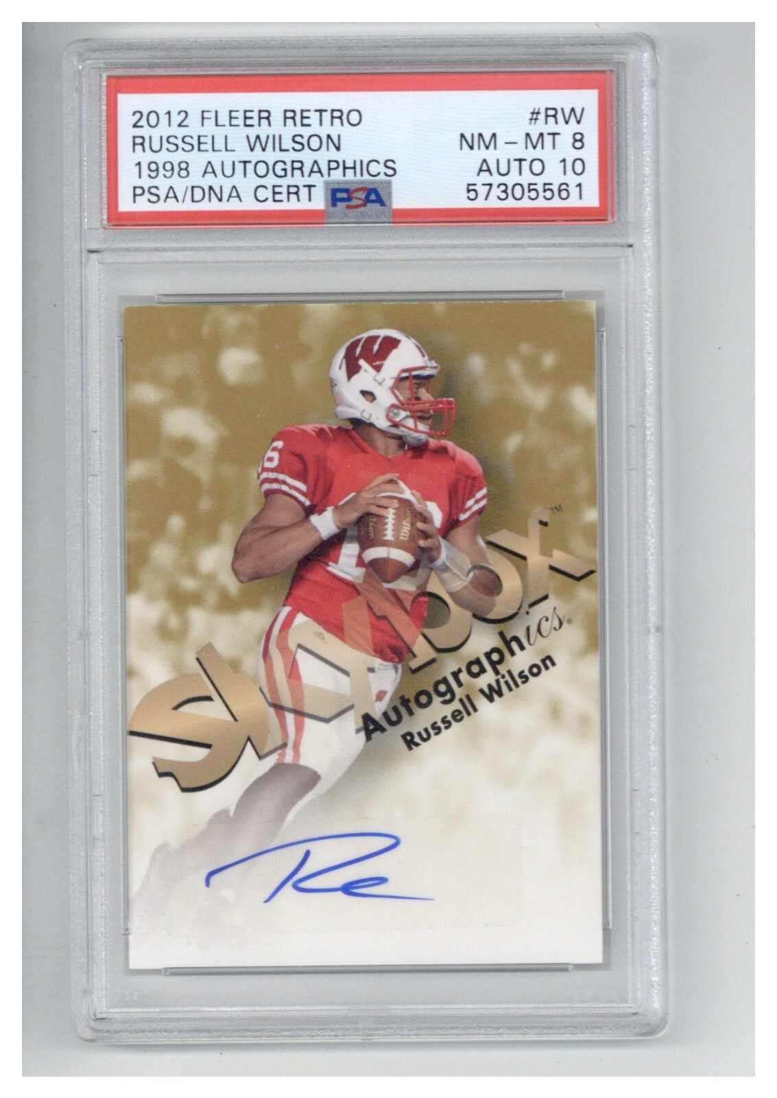 2012 Fleer Retro 1998 Autographics Russell Wilson Auto PSA 8