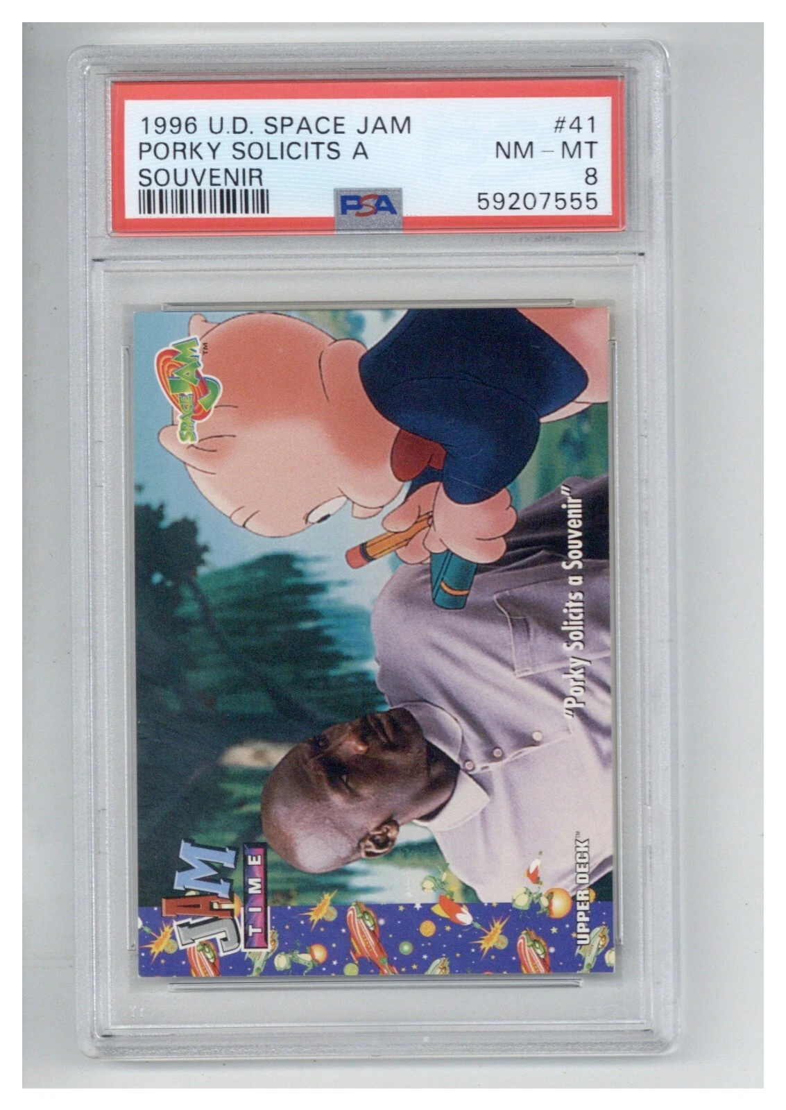 1996 Upper Deck Space Jam 41 Porky Solicits A Souvenir PSA 8
