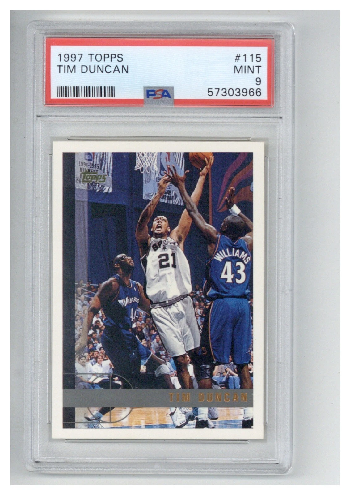 1997 Topps 115 Tim Duncan PSA 9