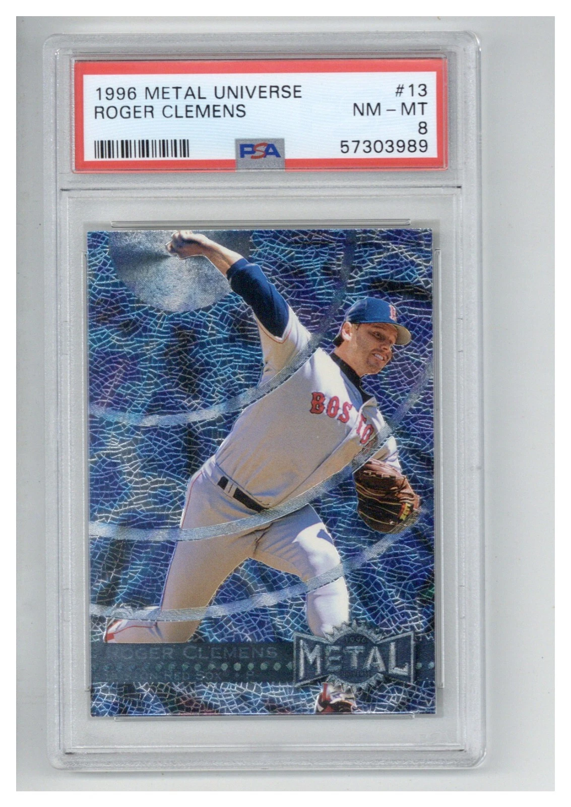 1996 Metal Universe 13 Roger Clemens PSA 8