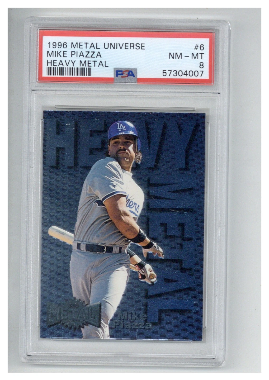 1996 Metal Universe Heavy Metal Mike Piazza PSA 8