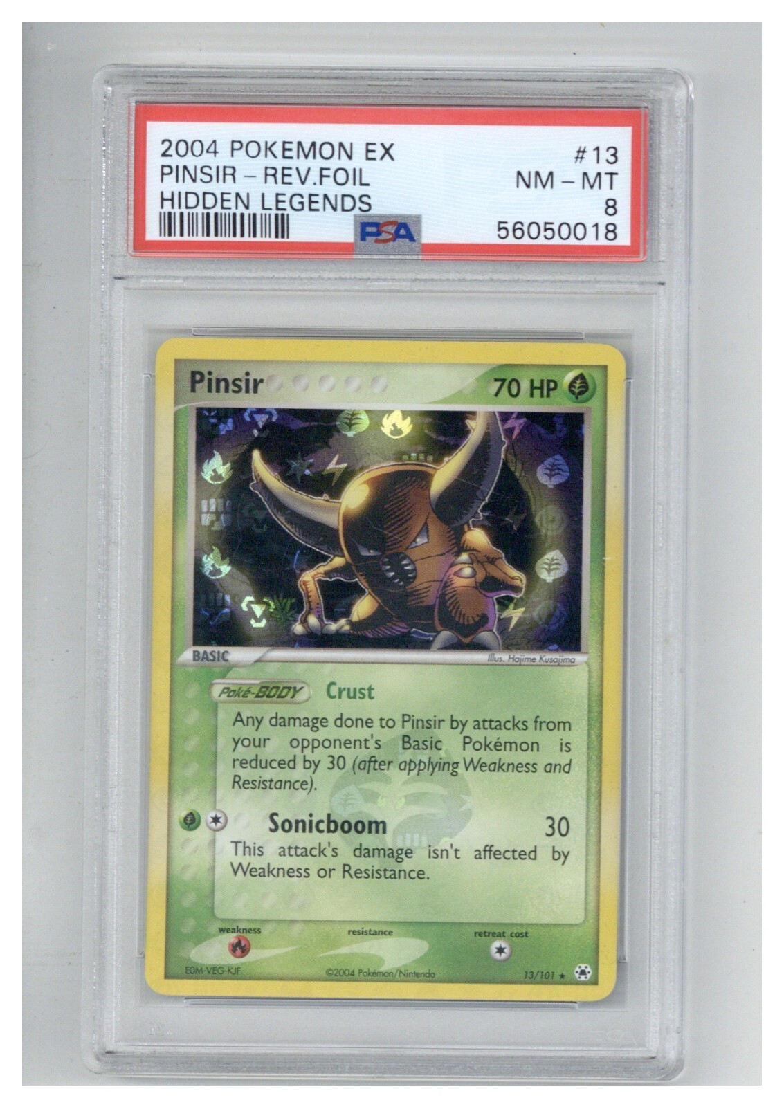 2004 POKEMON EX HIDDEN LEGENDS 13 PINSIR-REVERSE FOIL PSA 8 COLLECTIBLE MEMORABILIA