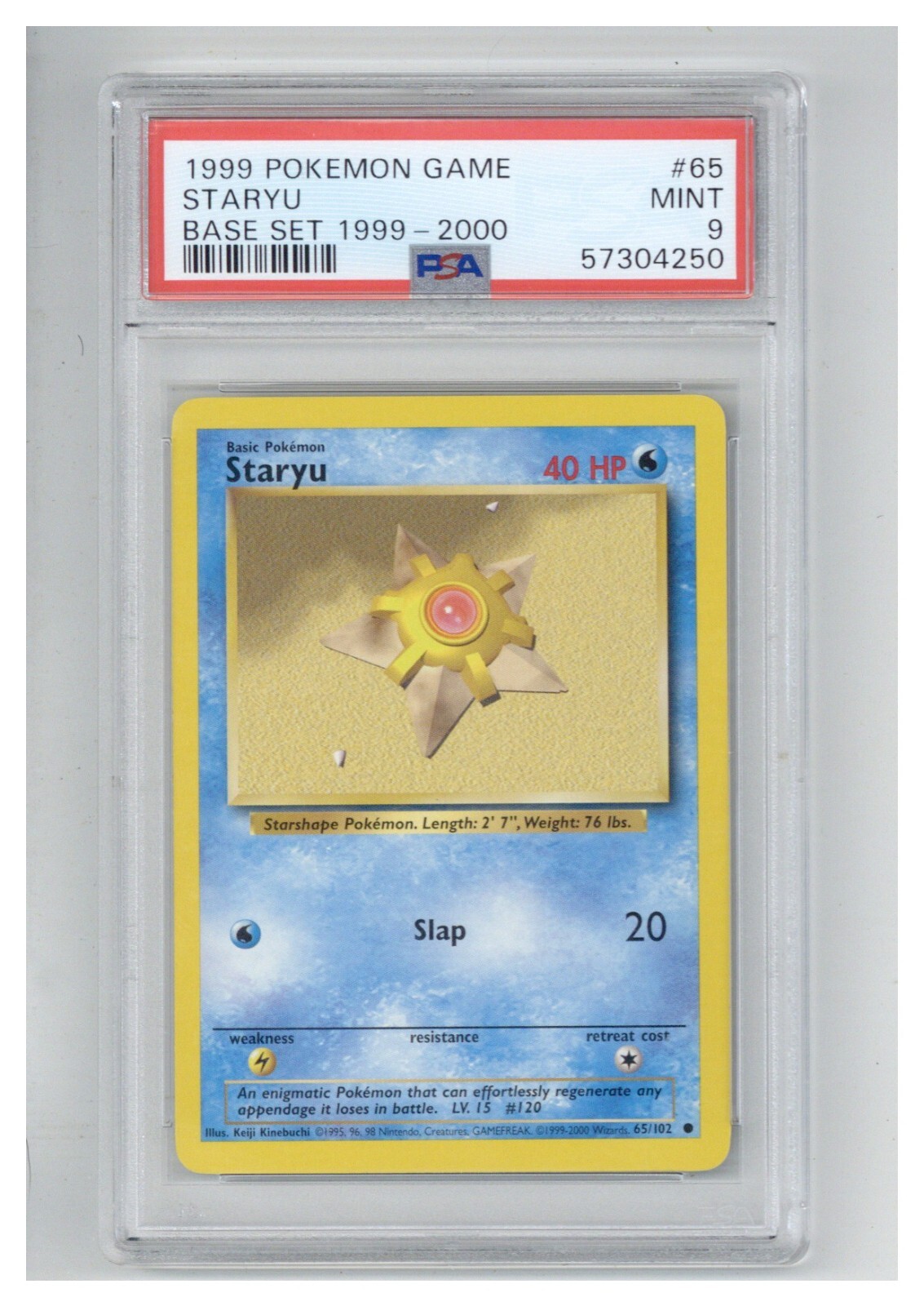 1999 Pokemon Game 65 Staryu Base Set 1999-2000 PSA 9