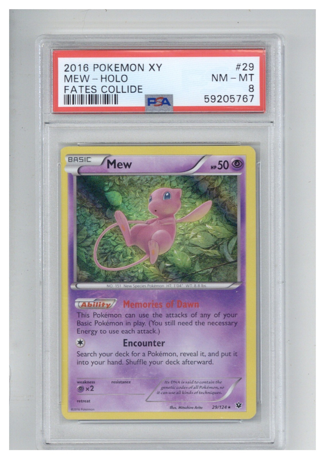 2016 POKEMON XY FATES COLLIDE 29 MEW-HOLO PSA 8 COLLECTIBLE MEMORABILIA