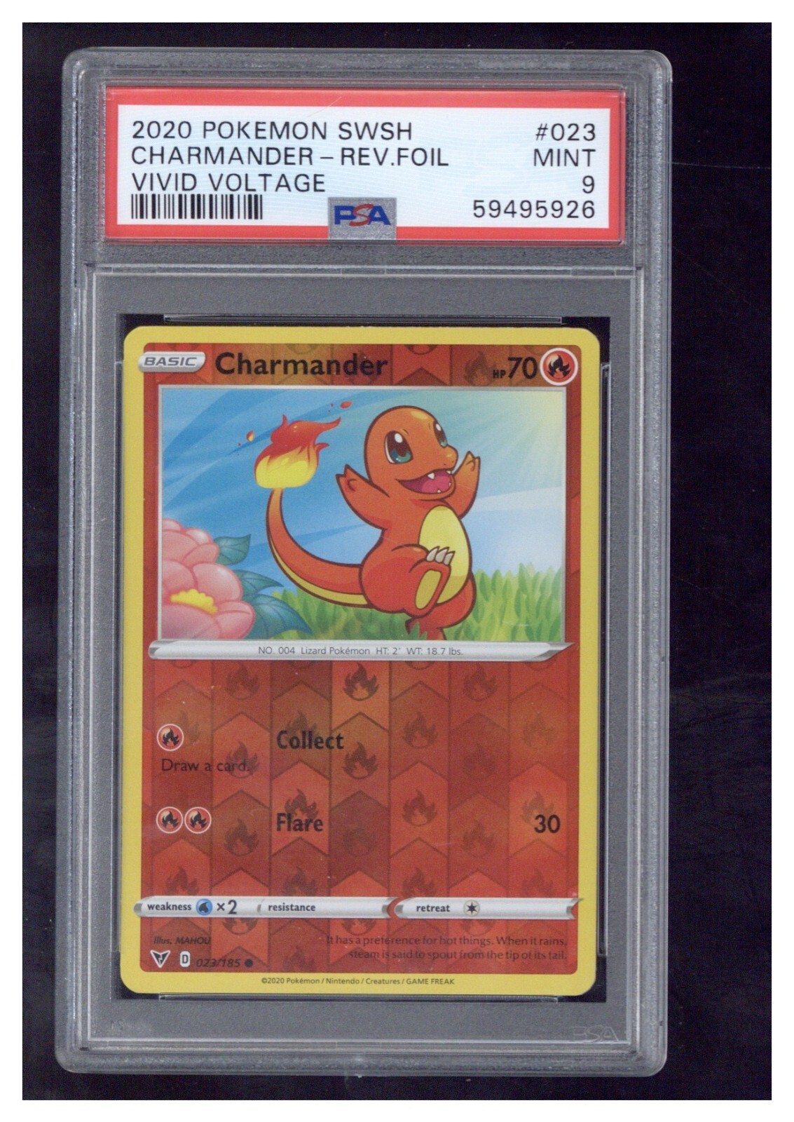 2020 POKEMON SWORD & SHIELD VIVID VOLTAGE 023 CHARMANDER-REVERSE FOIL PSA 9 COLLECTIBLE MEMORABILIA