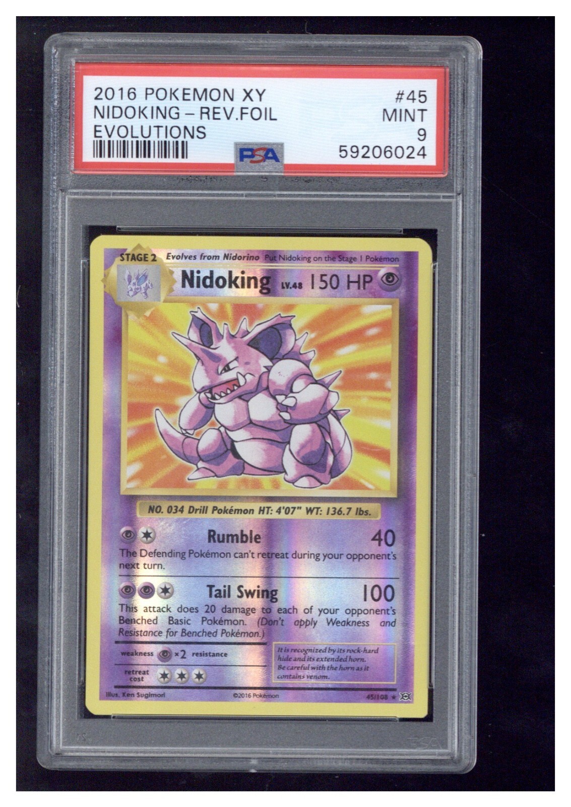 2016 Pokemon XY Evolutions 25 Poliwrath-Reverse Foil PSA 9