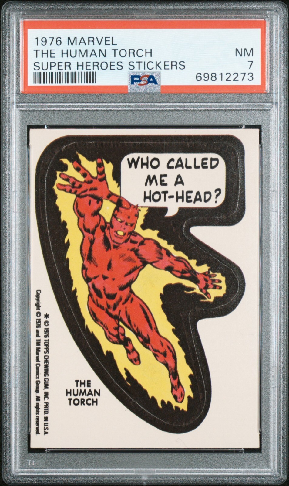1976 Marvel Super Heroes Stickers the Human Torch PSA 7