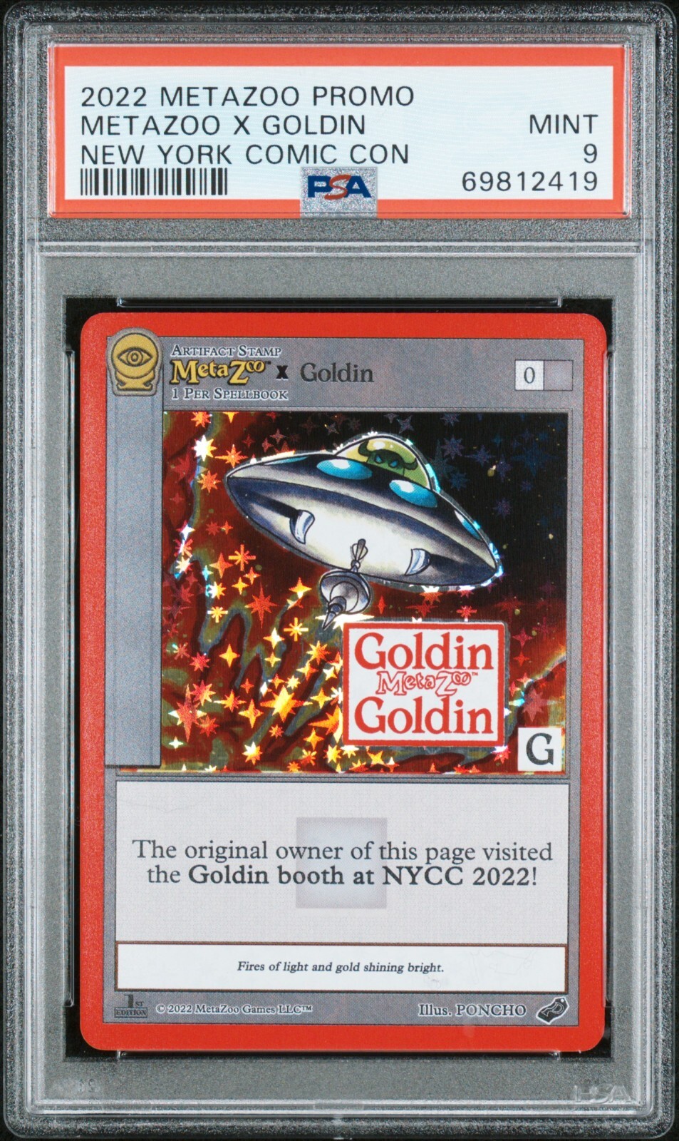 2022 METAZOO PROMO METAZOO X GOLDIN NYCC PSA 9 COLLECTIBLE MEMORABILIA