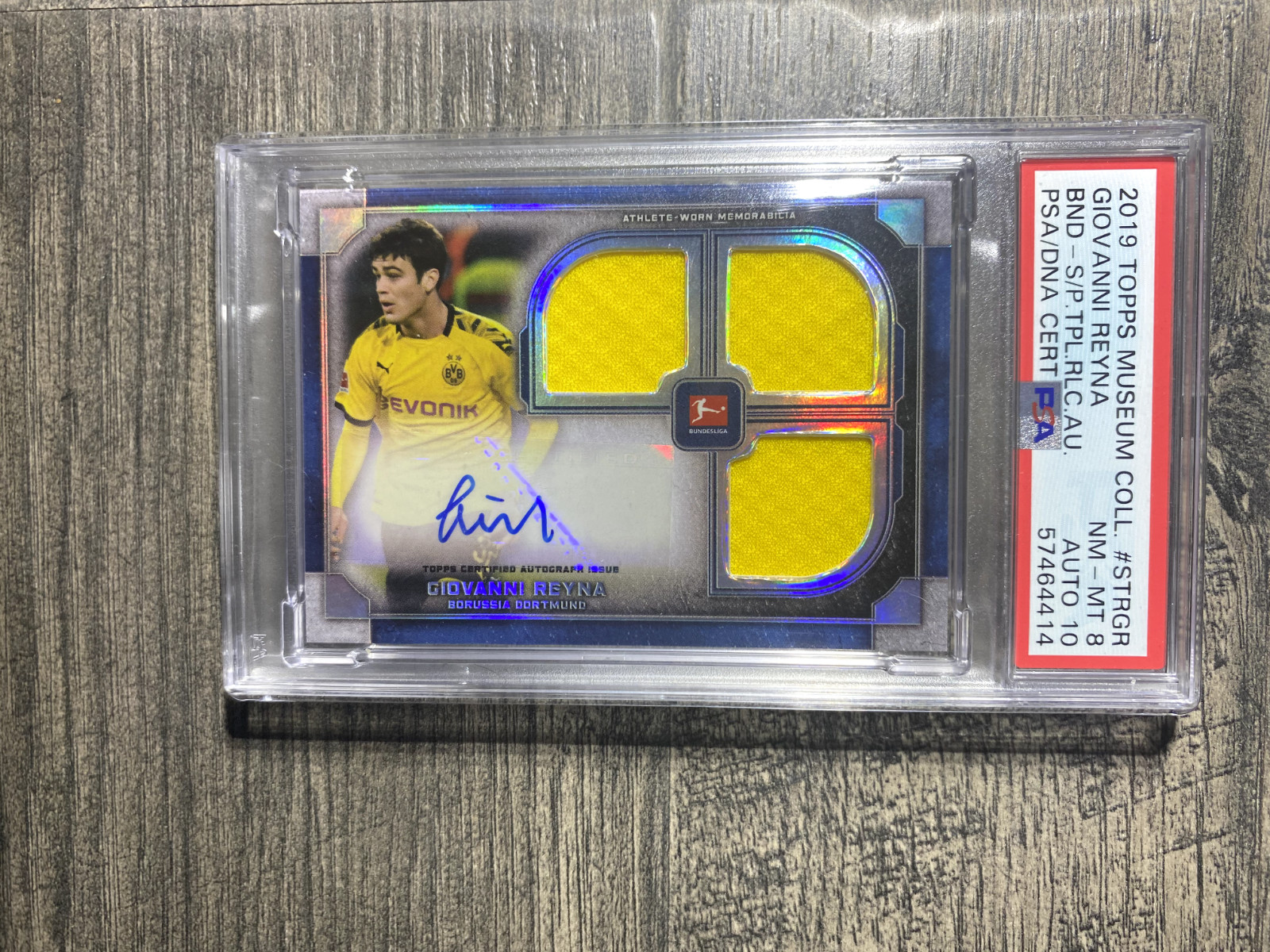2019 Topps Museum Giovanni Reyna Triple Relic Auto /35 PSA 8 10