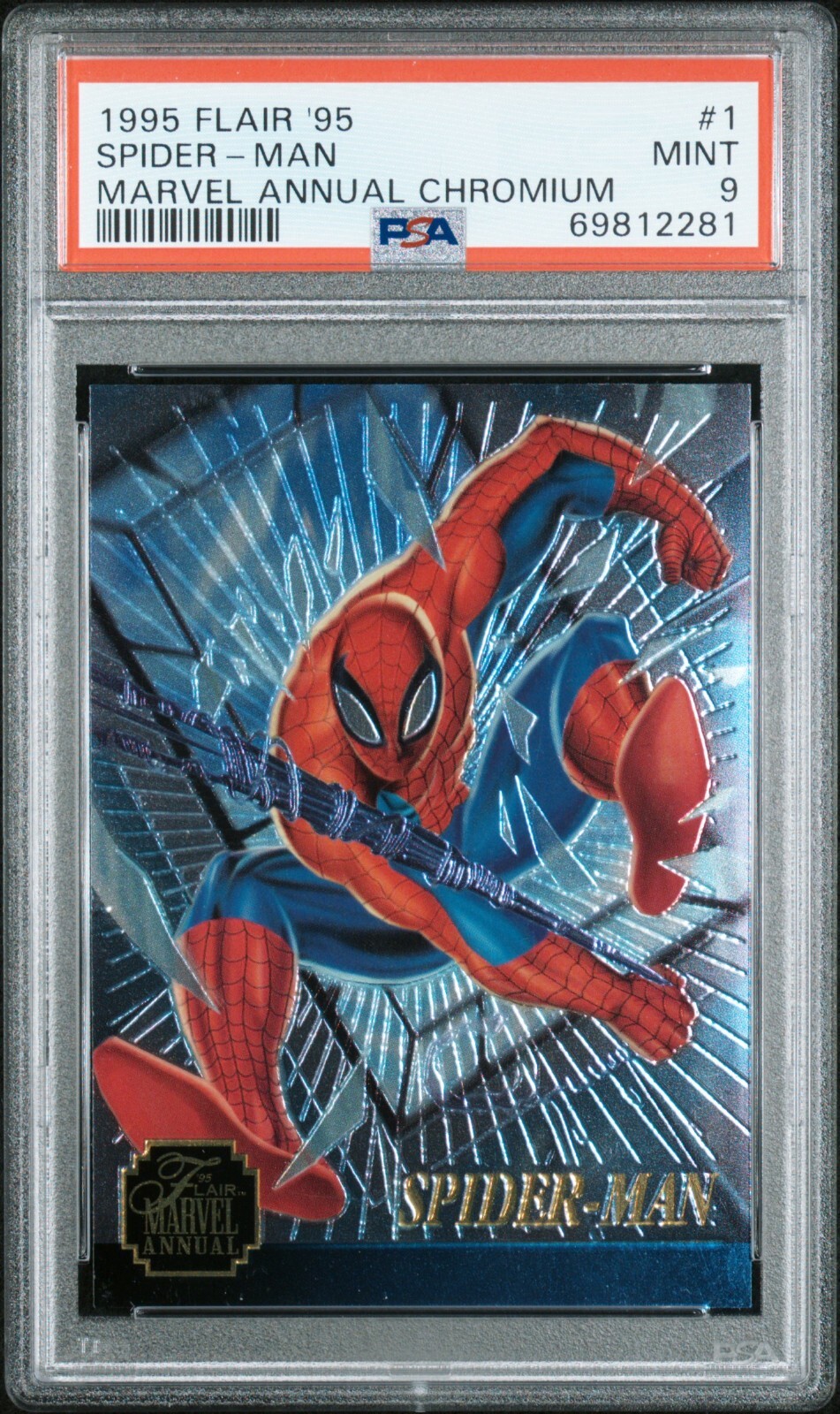 1995 Flair '95 Marvel Annual Chromium 1 Spider-Man PSA 9