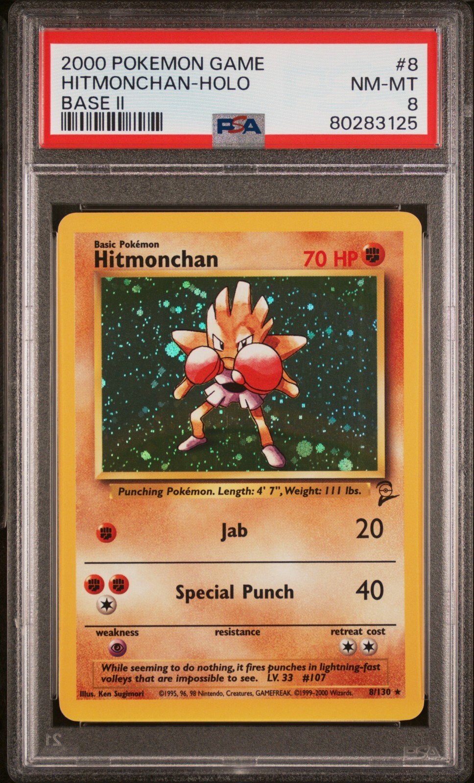 2000 POKEMON GAME BASE II 8 HITMONCHAN-HOLO PSA 8 COLLECTIBLE MEMORABILIA