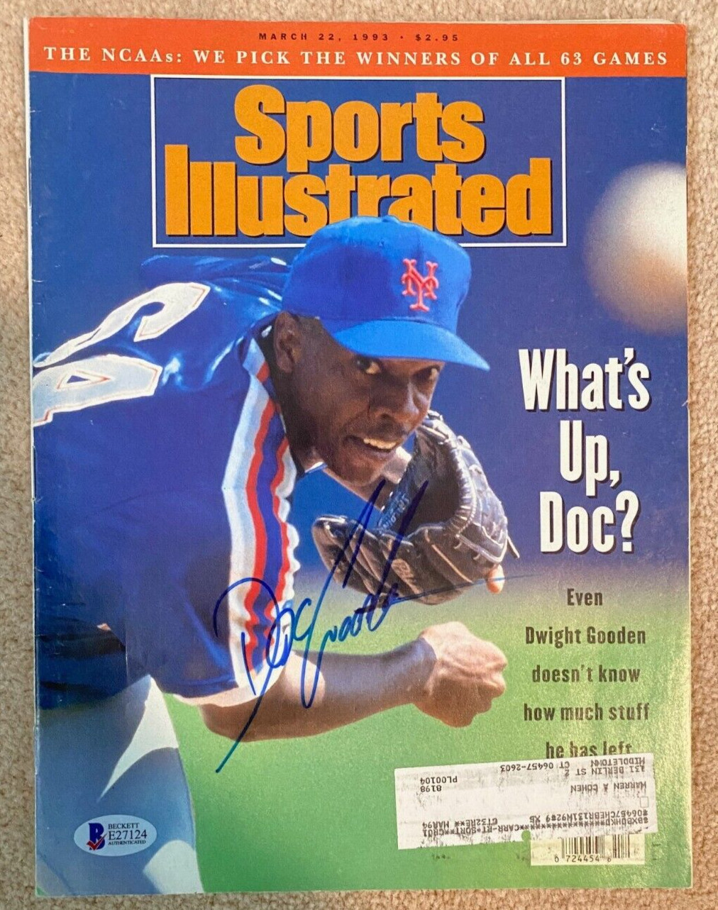 Dwight Doc Gooden Signed 1993 Sports Illustrated Magazine Beckett BAS