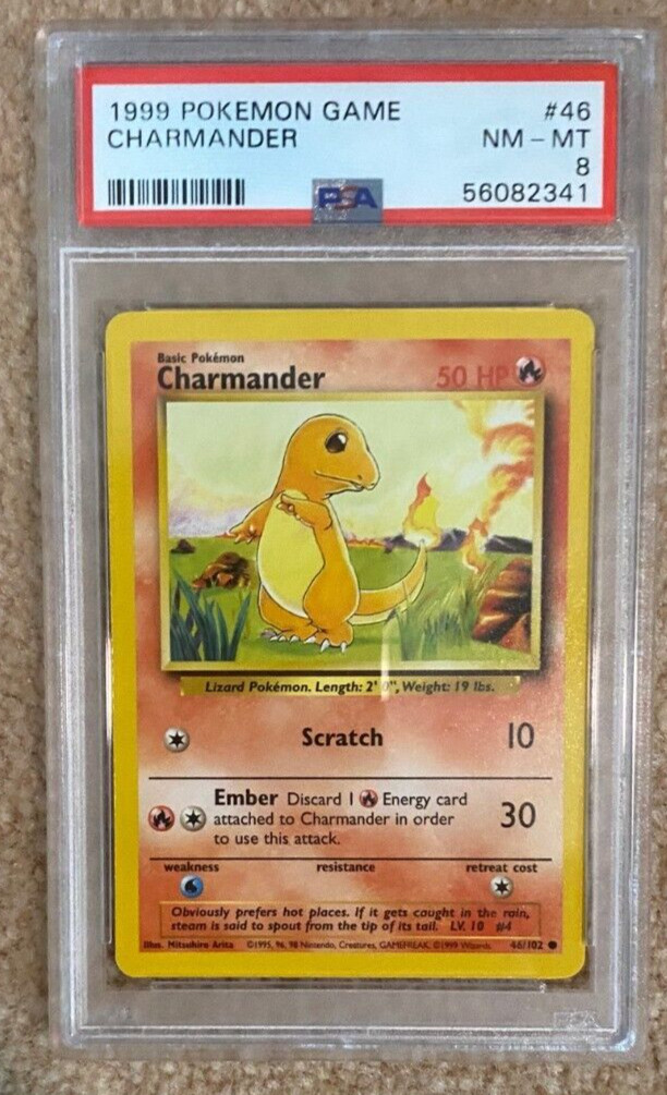 1999 POKEMON SET UNLIMITED #46/102 CHARMANDER COMMON PSA 8 COLLECTIBLE MEMORABILIA