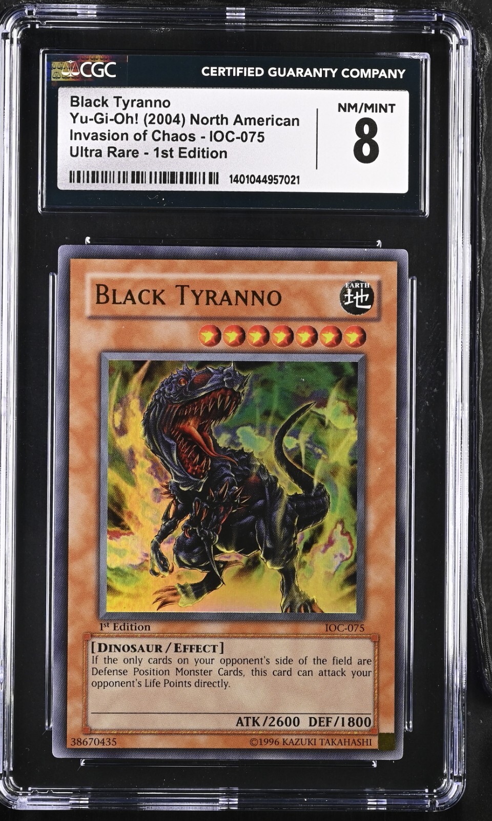 2004 YUGIOH ULTRA RARE INVASION OF CHAOS IOC-075 1ST EDITION BLACK TYRANNO CGC 8 COLLECTIBLE MEMORABILIA