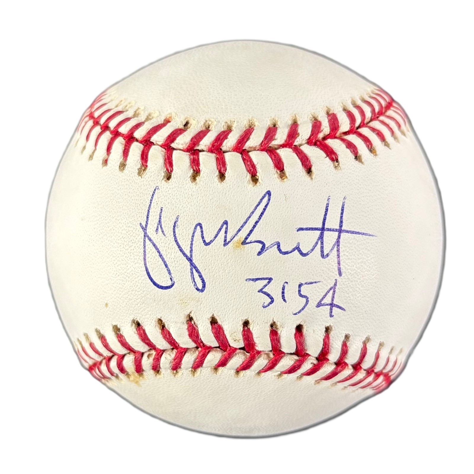George Brett Signed OML Baseball 3154 Hits MLB Mounted Memories
