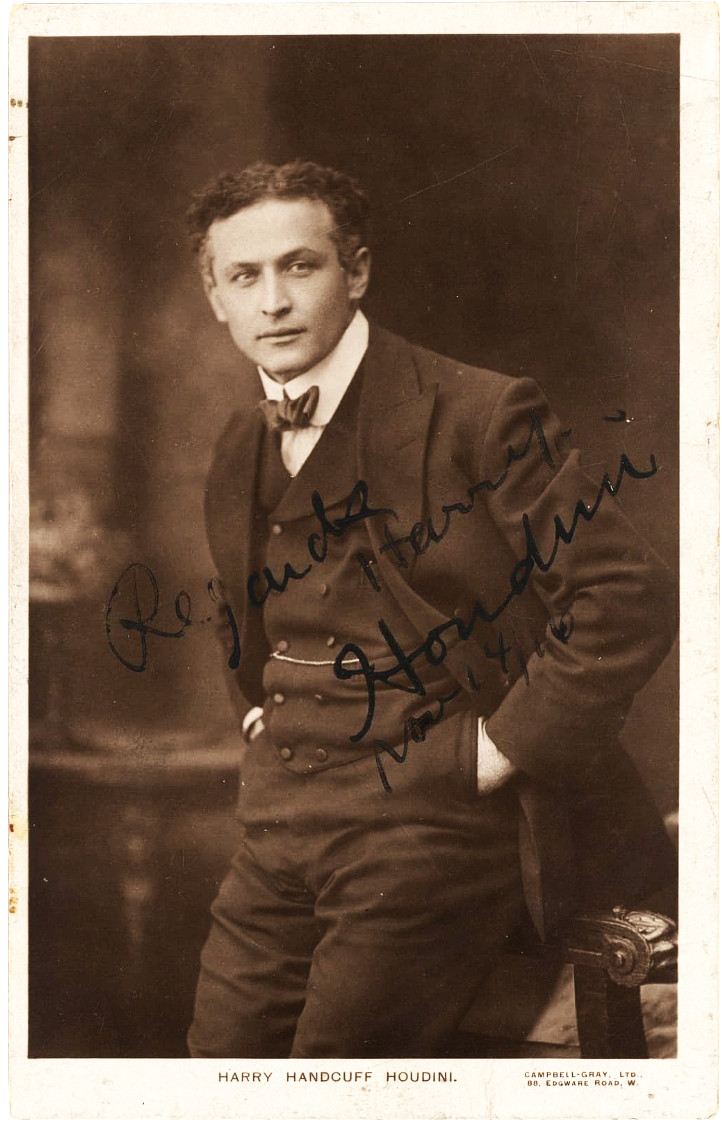 Harry Houdini Signed Handcuff Houdini Postcard Photo 4x6 JSA LOA