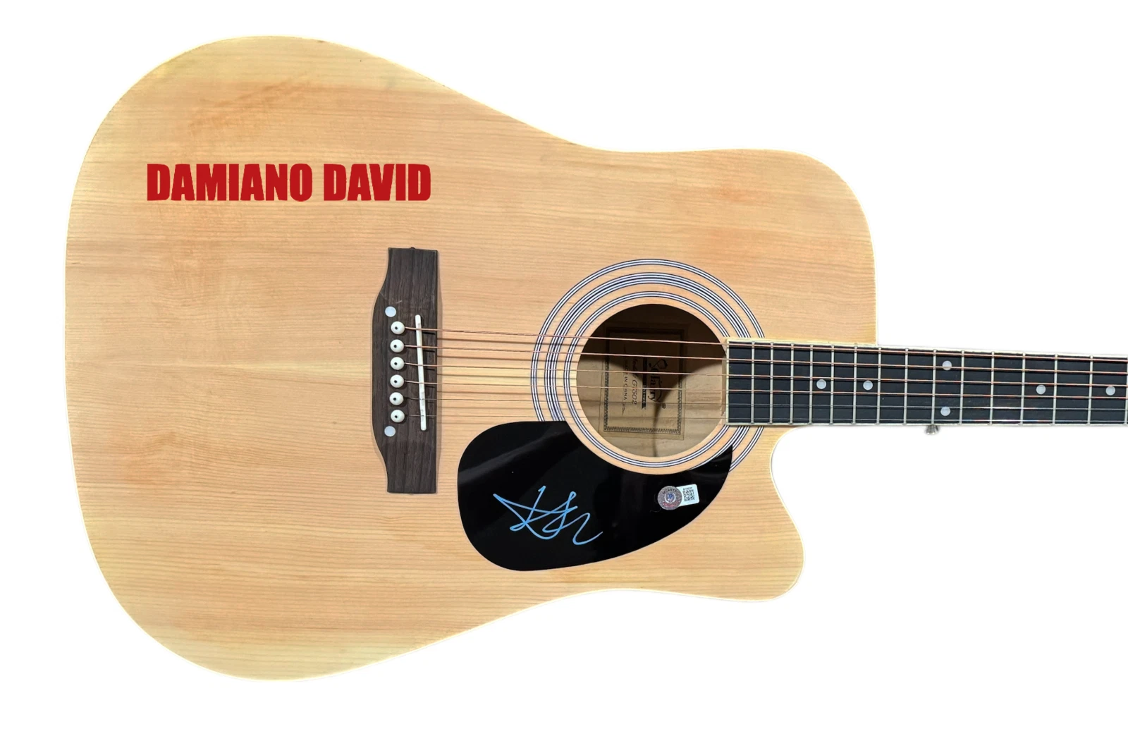 Damiano David MANESKIN Signed Autograph Full Size Acoustic Guitar Beckett COA