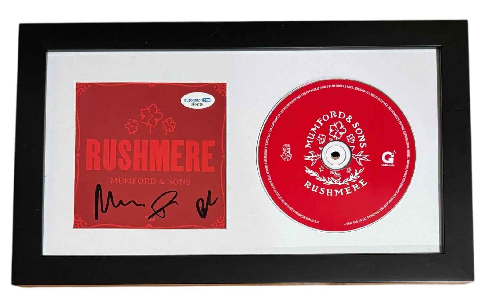 Mumford & Sons Signed Autograph Rushmere CD Framed Marcus x3 Full Band ACOA COA