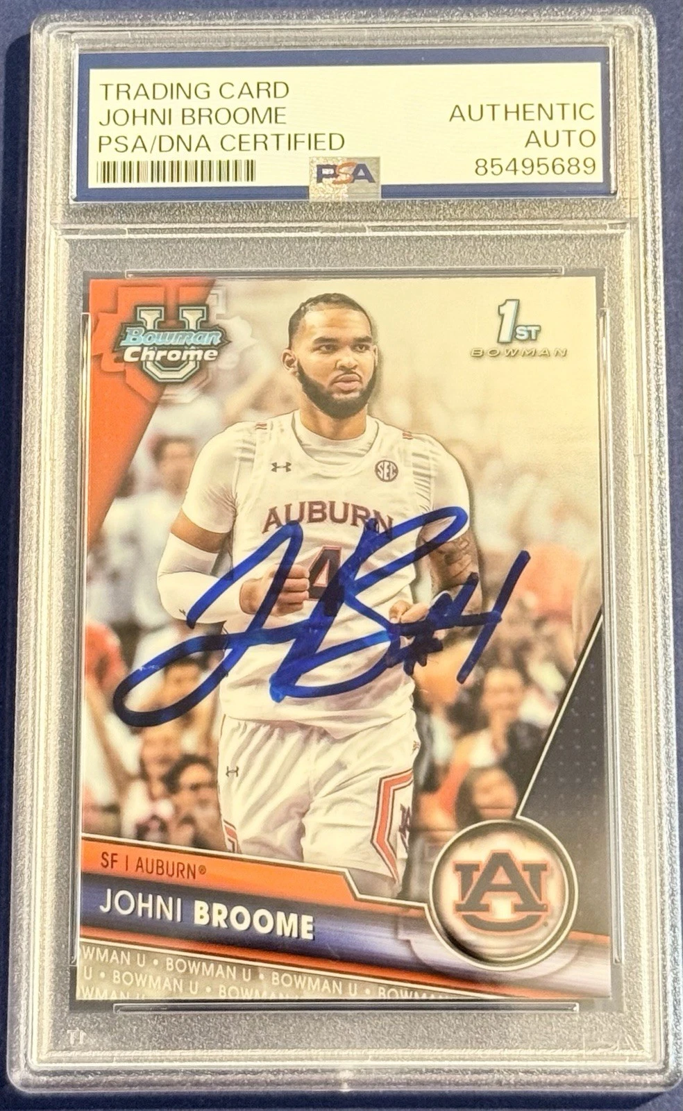 Johni Broome Signed 2024 Bowman U Chrome Rookie Card PSA/DNA Slabbed Auburn