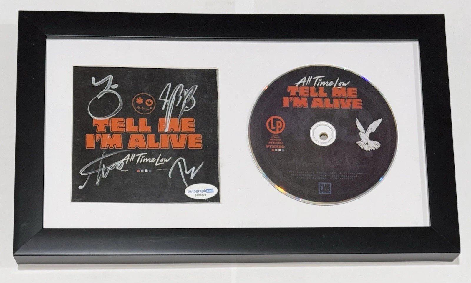 All Time Low Signed Framed Tell Me I'm Alive CD Framed Full Band Autograph ACOA