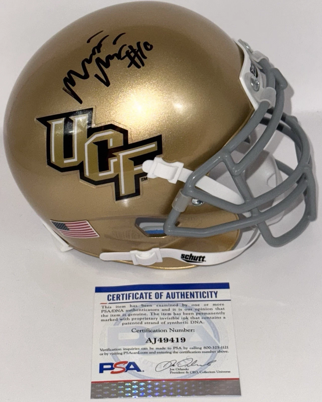 Mckenzie Milton Signed Autographed UCF Golden Knights Custom Mini Helmet Psa/Dna