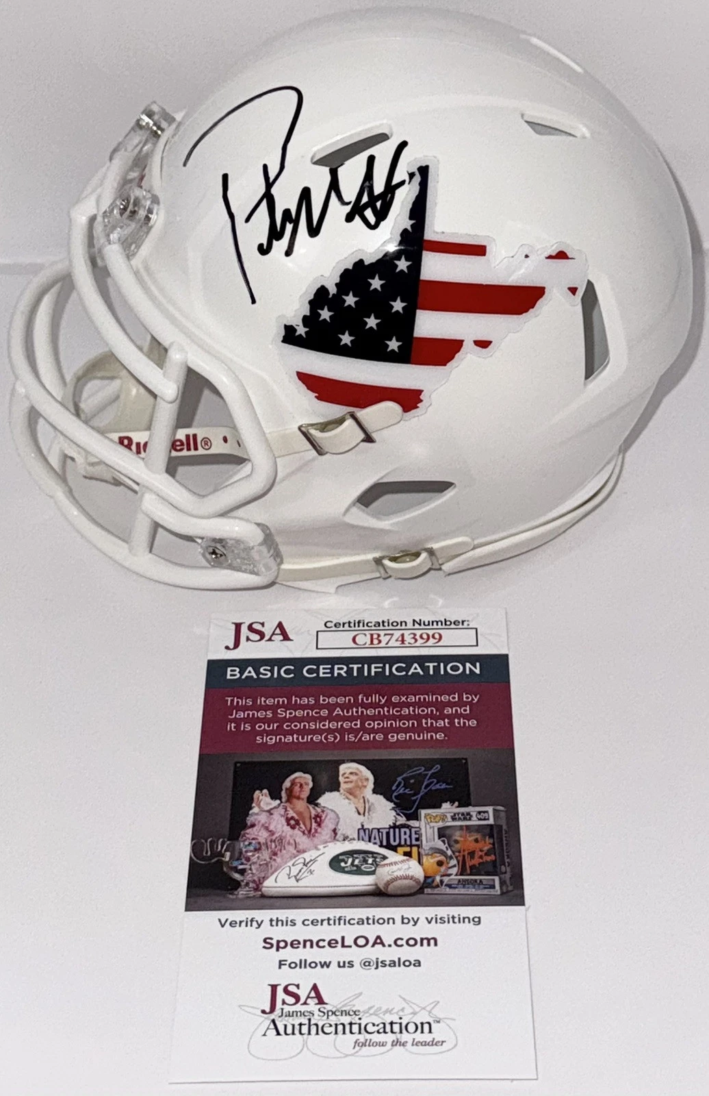Pat Mcafee Signed Autographed West Virginia Mountaineers Mini Helmet JSA COA