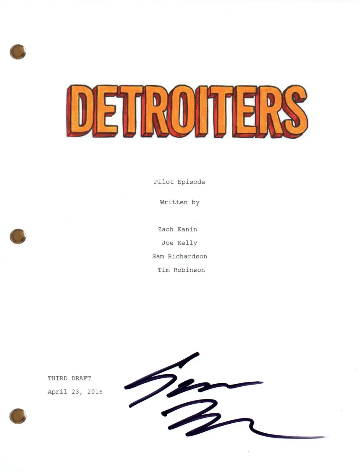Sam Richardson “Detroiters” Signed Autograph Full Pilot Script Screenplay COA
