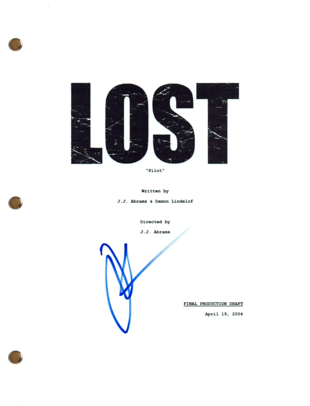 J.J. Abrams Signed Autograph LOST Pilot Episode Script Full Screenplay COA