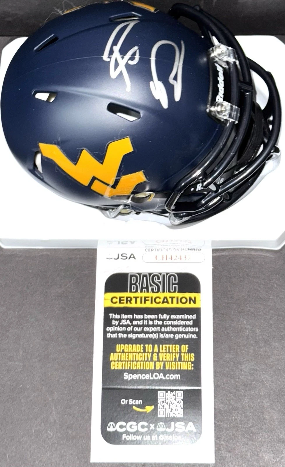 Rich Rodriguez Signed Autographed West Virginia Mountaineers Mini Helmet JSA COA