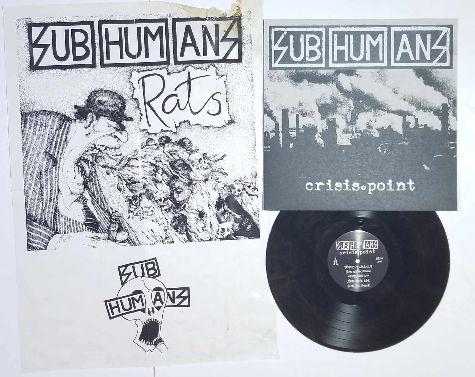 Subhumans Crisis Point Vinyl Record LP Album + Posters & Stencil PPR248 Bk/Clear
