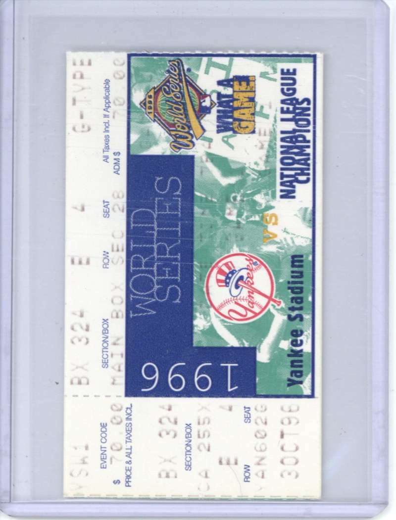 1996 WORLD SERIES DEREK JETER FIRST WS GAME ORIGINAL TICKET COLLECTIBLE MEMORABILIA