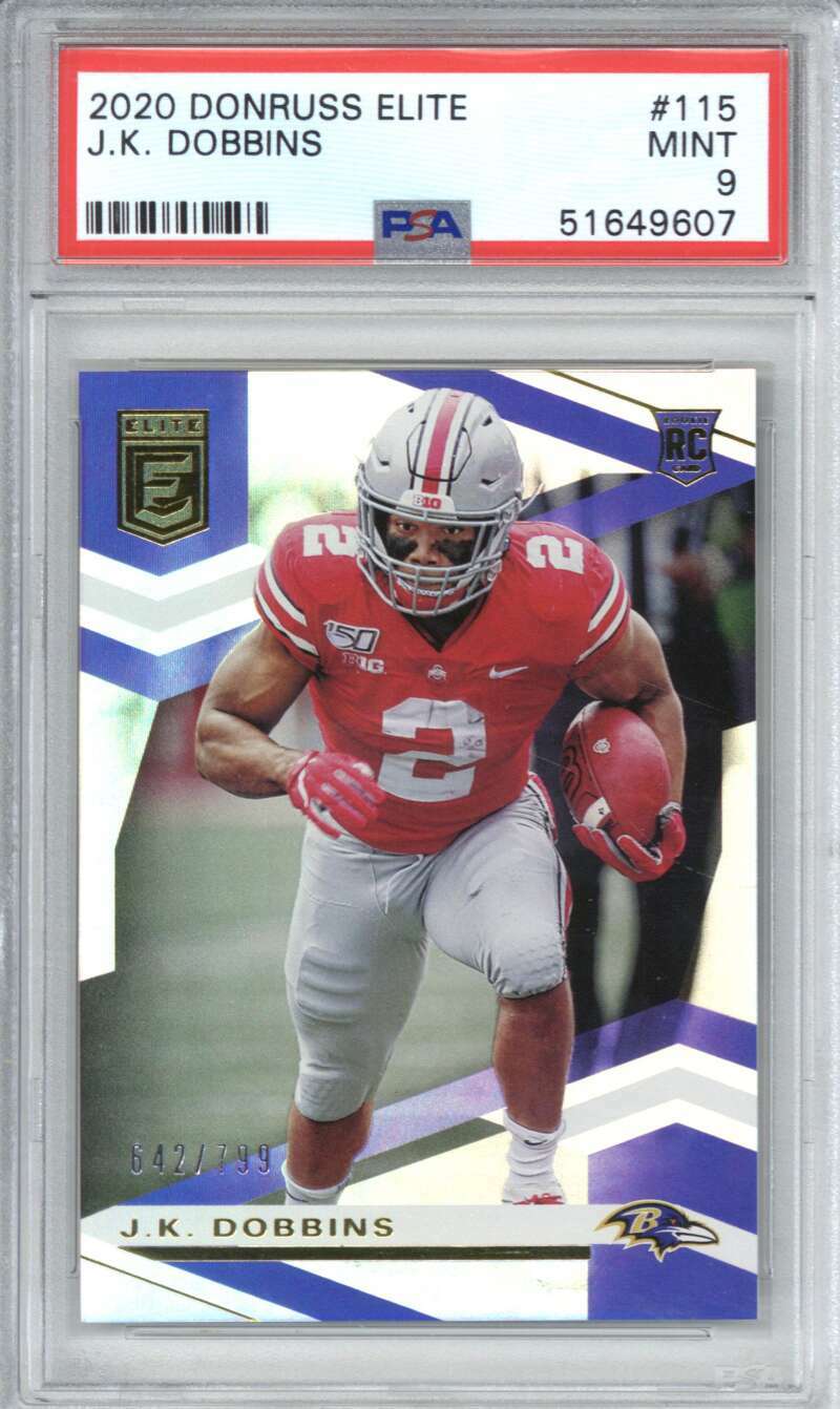 2020 Panini Donruss Elite 115 J.K. Dobbins PSA 9