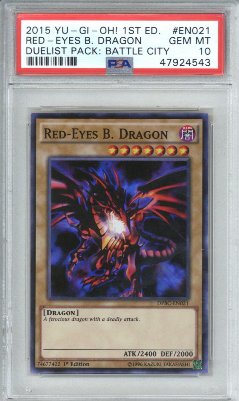 2015 YU-GI-Oh! Duelist Pack: Battle City EN021 Red-Eyes B. Dragon 1st Ed PSA 10