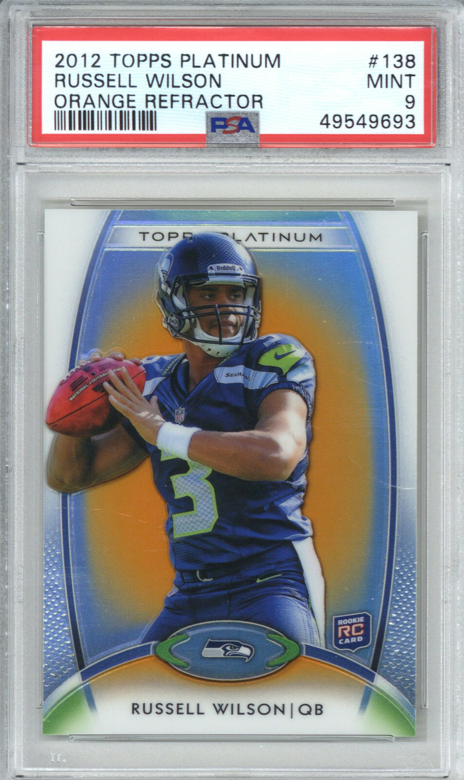 2012 Topps Platinum 138 Russell Wilson Orange Refractor PSA 9