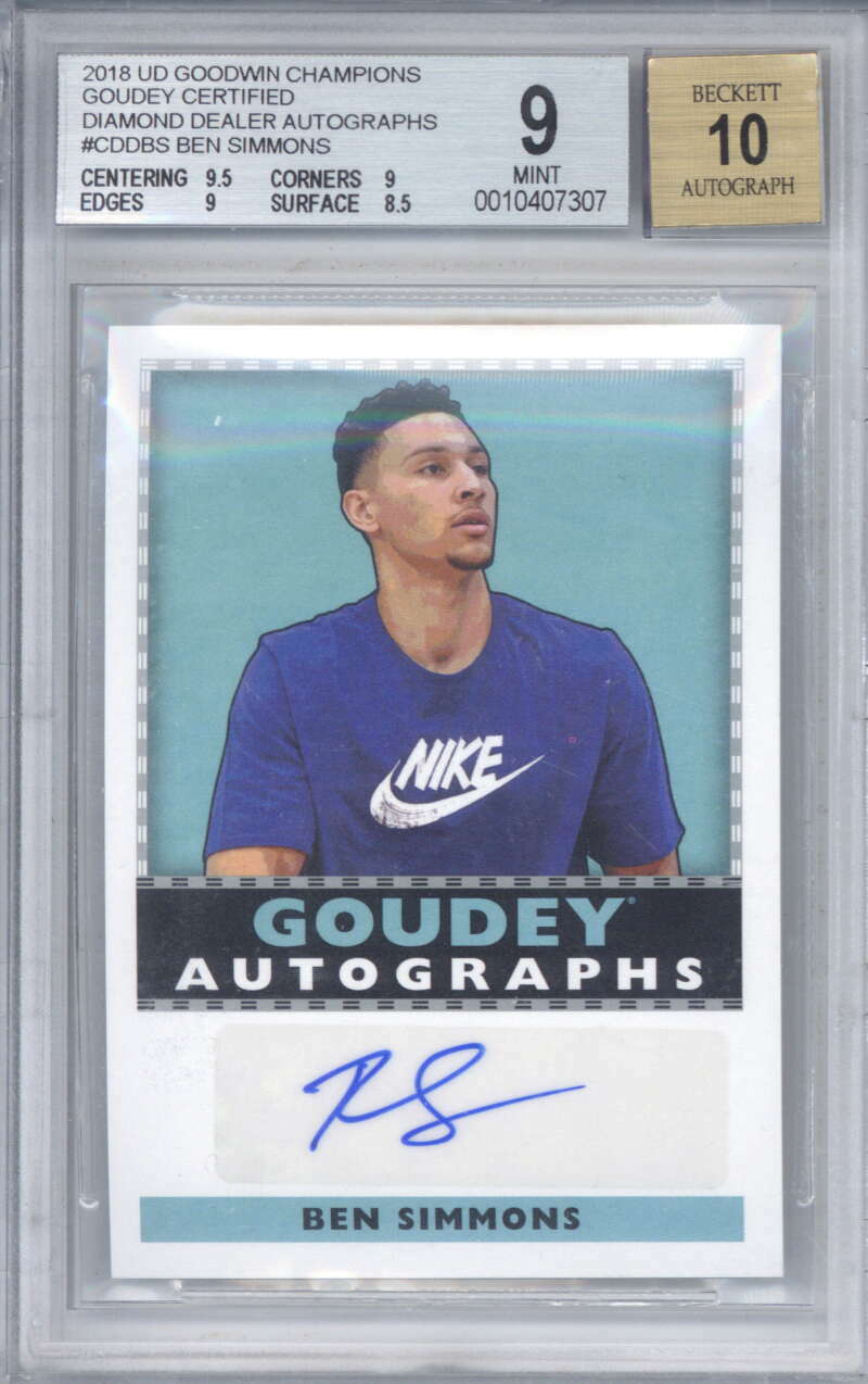 2018 UD Goodwin Champs Goudey Ben Simmons Diamond Dealer Auto Beckett BGS 9 10