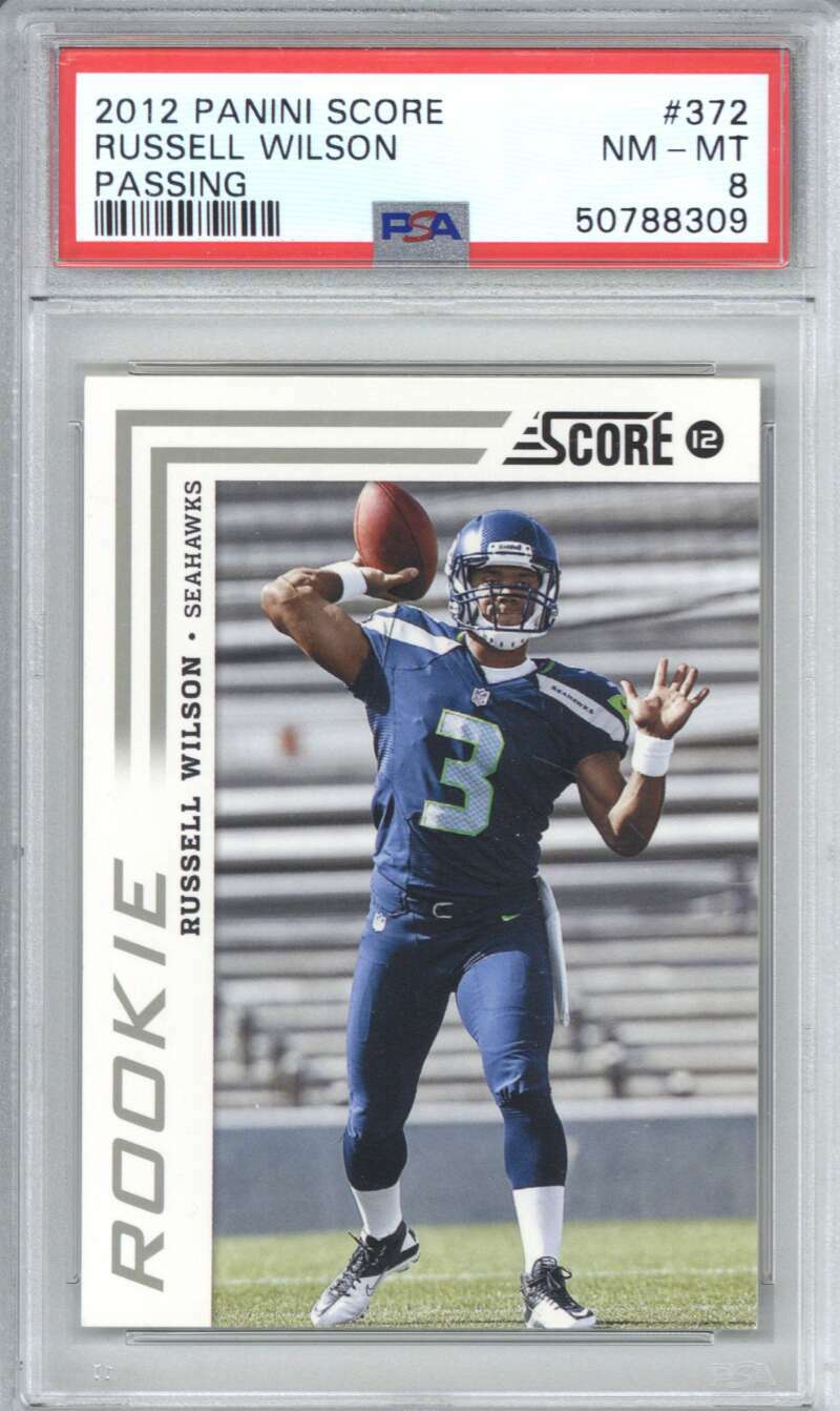 2012 Panini Score 372 Russell Wilson Passing PSA 8