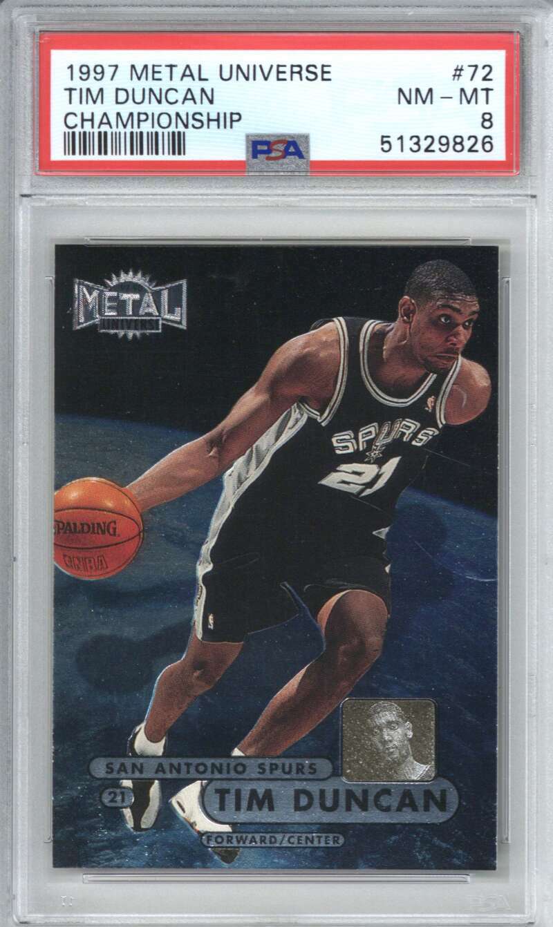 1997 Metal Universe 72 Tim Duncan Championship PSA 8