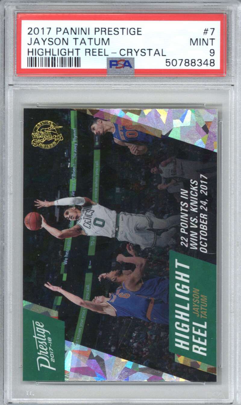 2017 Panini Prestige 7 Jayson Tatum Highlight Reel Crystal PSA 9
