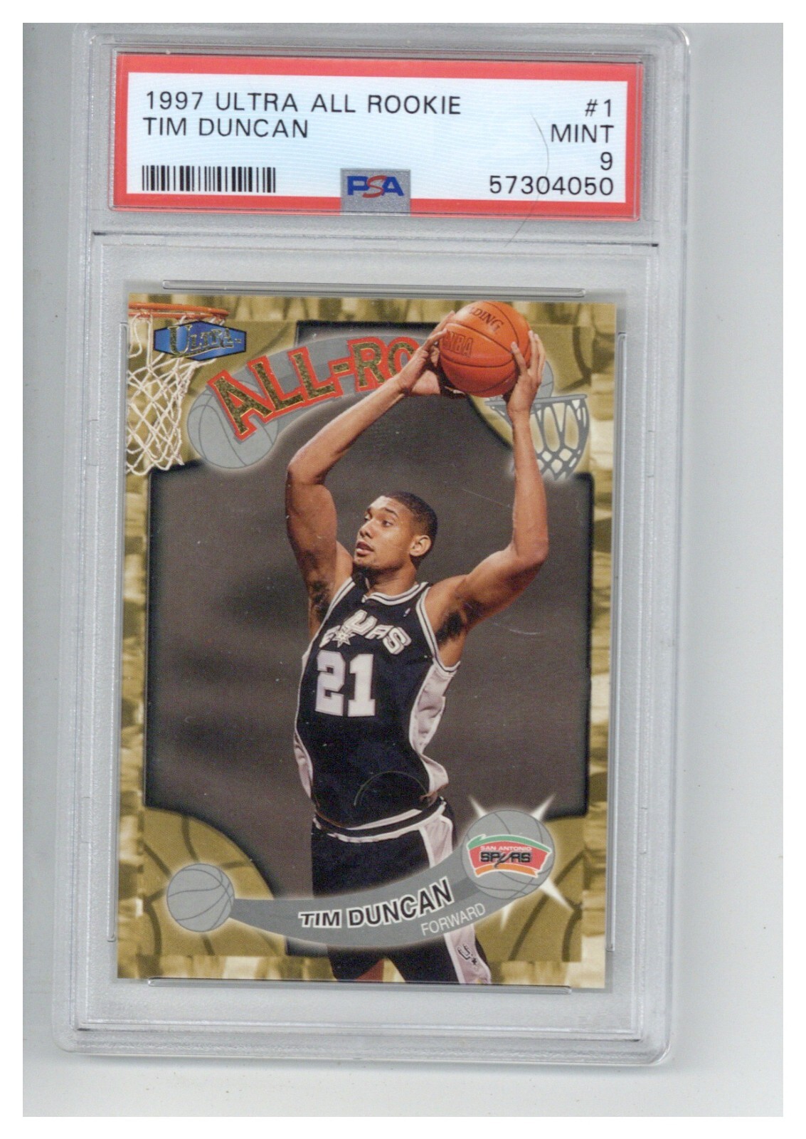 1997 Ultra All-Rookies 1 Tim Duncan PSA 9
