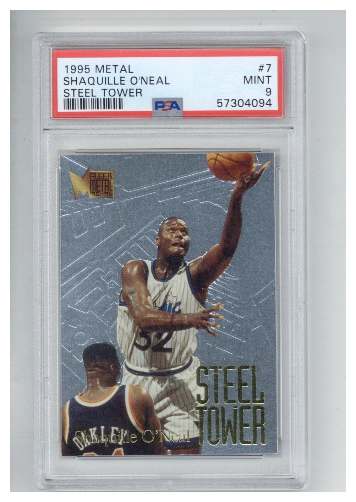1995 Metal Steel Tower 7 Shaquille O'Neal PSA 9