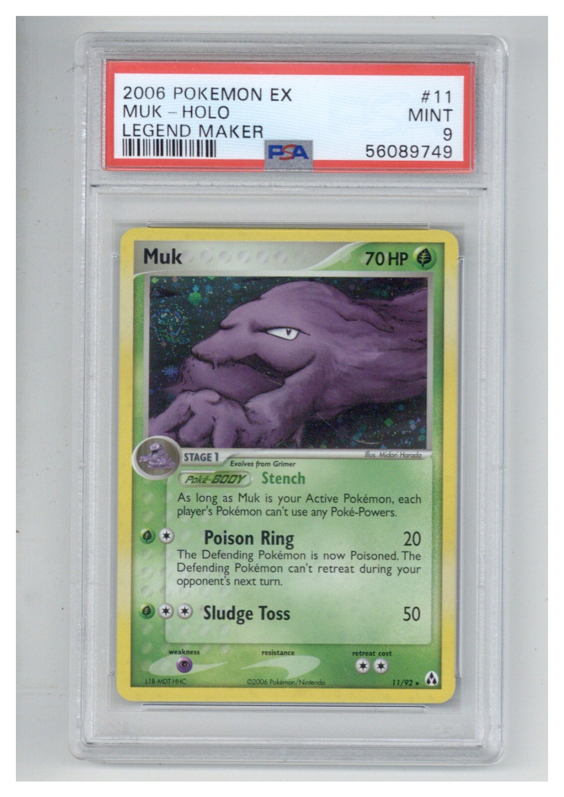 2006 POKEMON EX LEGEND MAKER MUK HOLO PSA 9 MINT 11/92 COLLECTIBLE MEMORABILIA