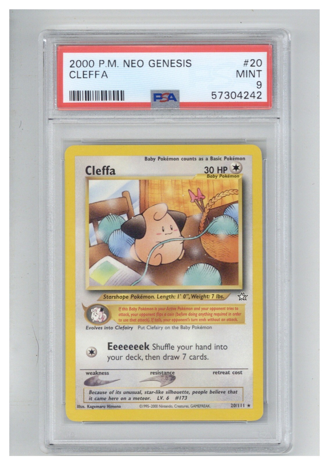 2000 Pokemon Neo Genesis 20 Cleffa PSA 9