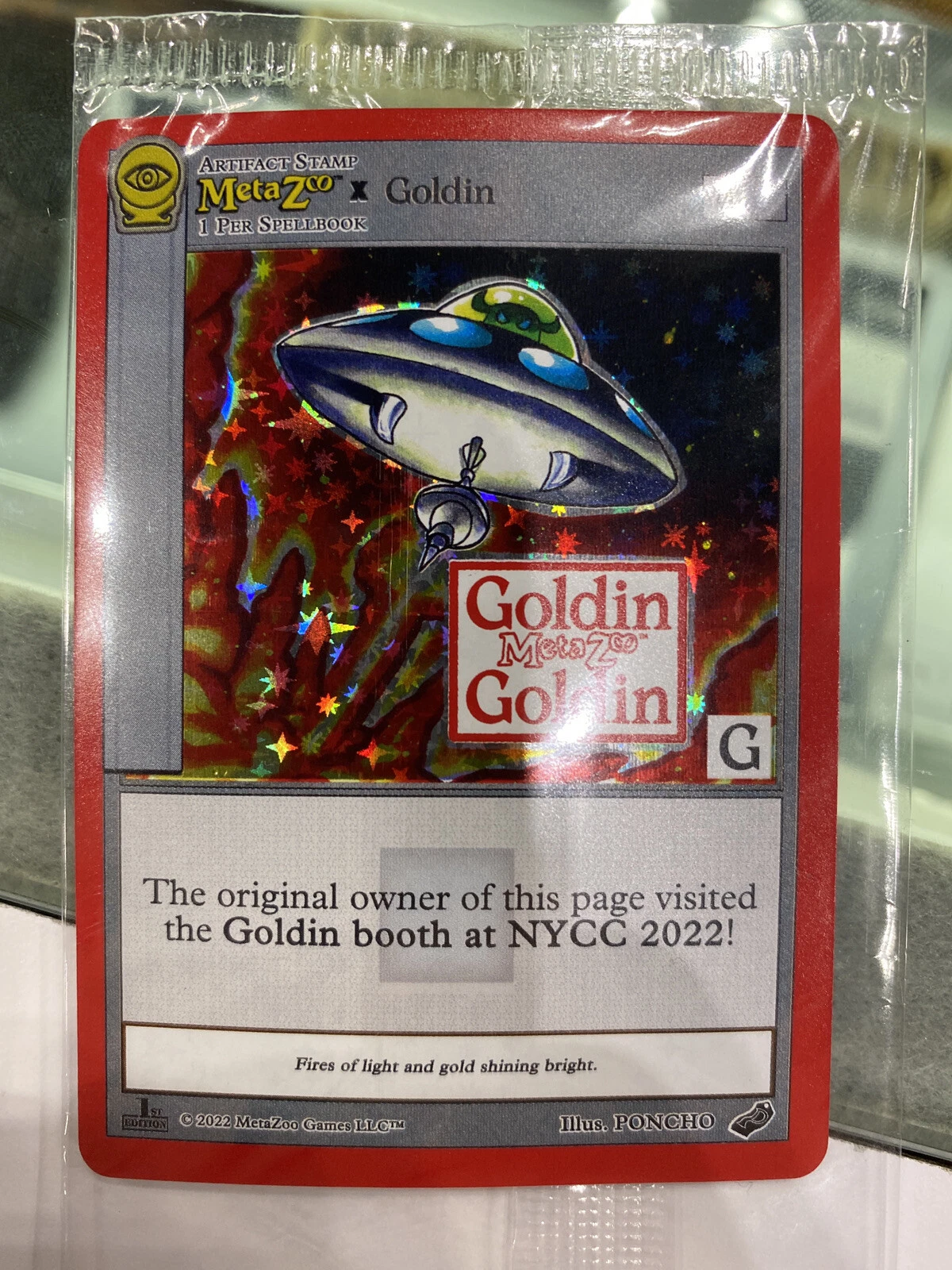 2022 METAZOO NYCC PROMO UFO GOLDIN COLLECTIBLE MEMORABILIA