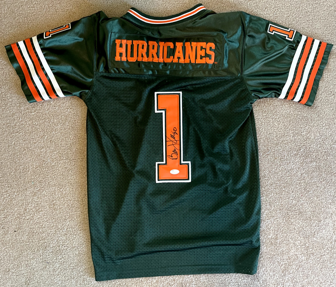 BERNIE KOSAR SIGNED MIAMI HURRICANES KIDS JERSEY JSA COLLECTIBLE MEMORABILIA