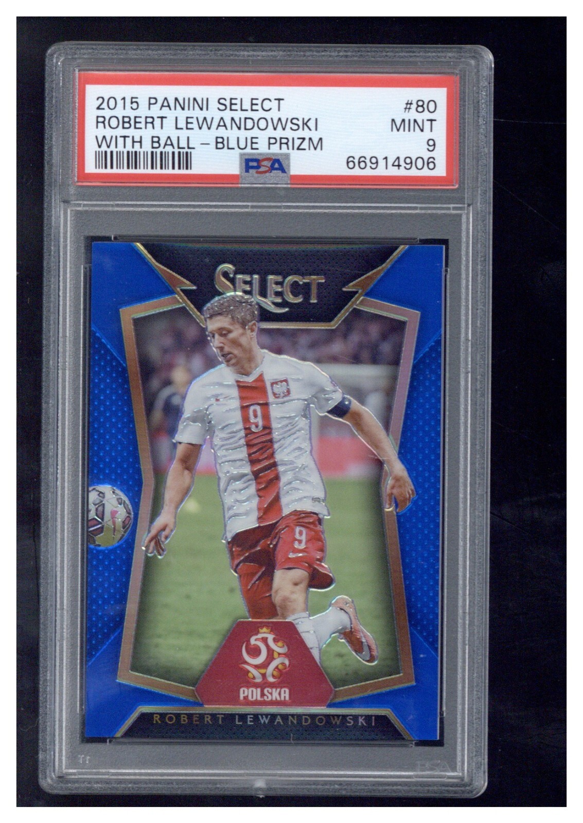 2015 Panini Select 80 Robert Lewandowski Blue Prizm /299 PSA 9