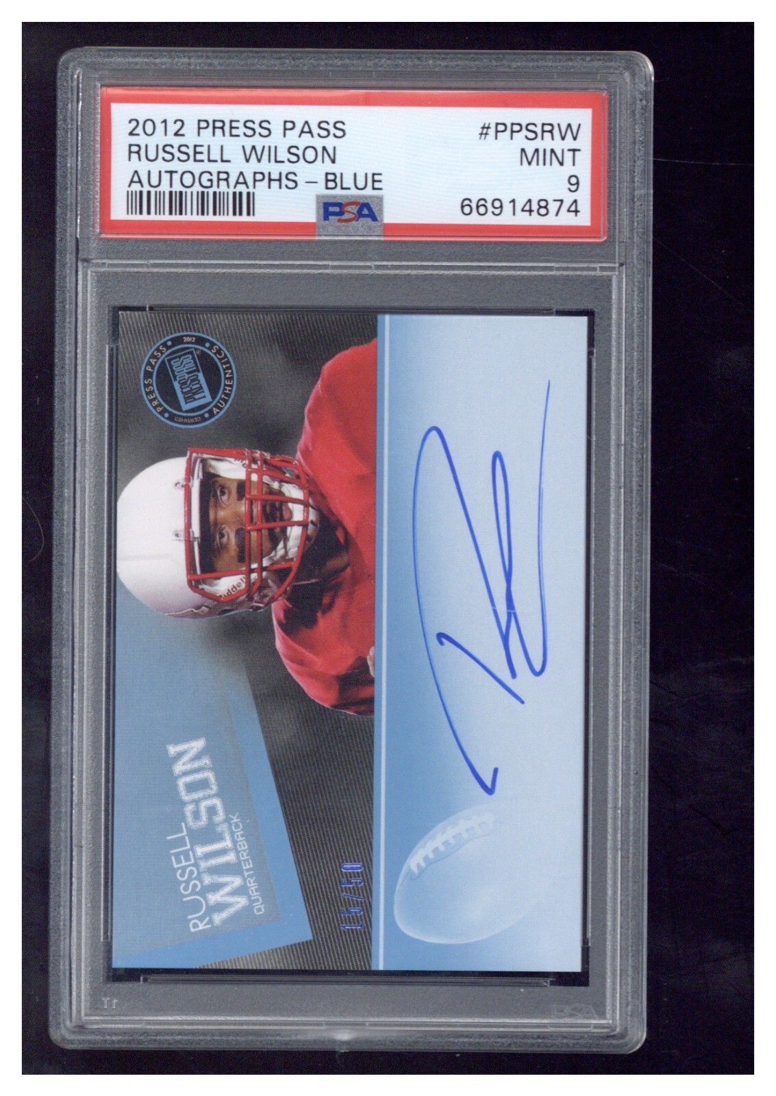 2012 Press Pass Autographs Ppsrw Russell Wilson Blue PSA 9