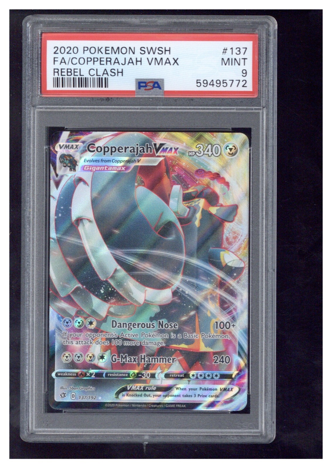 2020 POKEMON SWORD & SHIELD REBEL CLASH 137 FULL ART/COPPERAJAH VMAX PSA 9 COLLECTIBLE MEMORABILIA