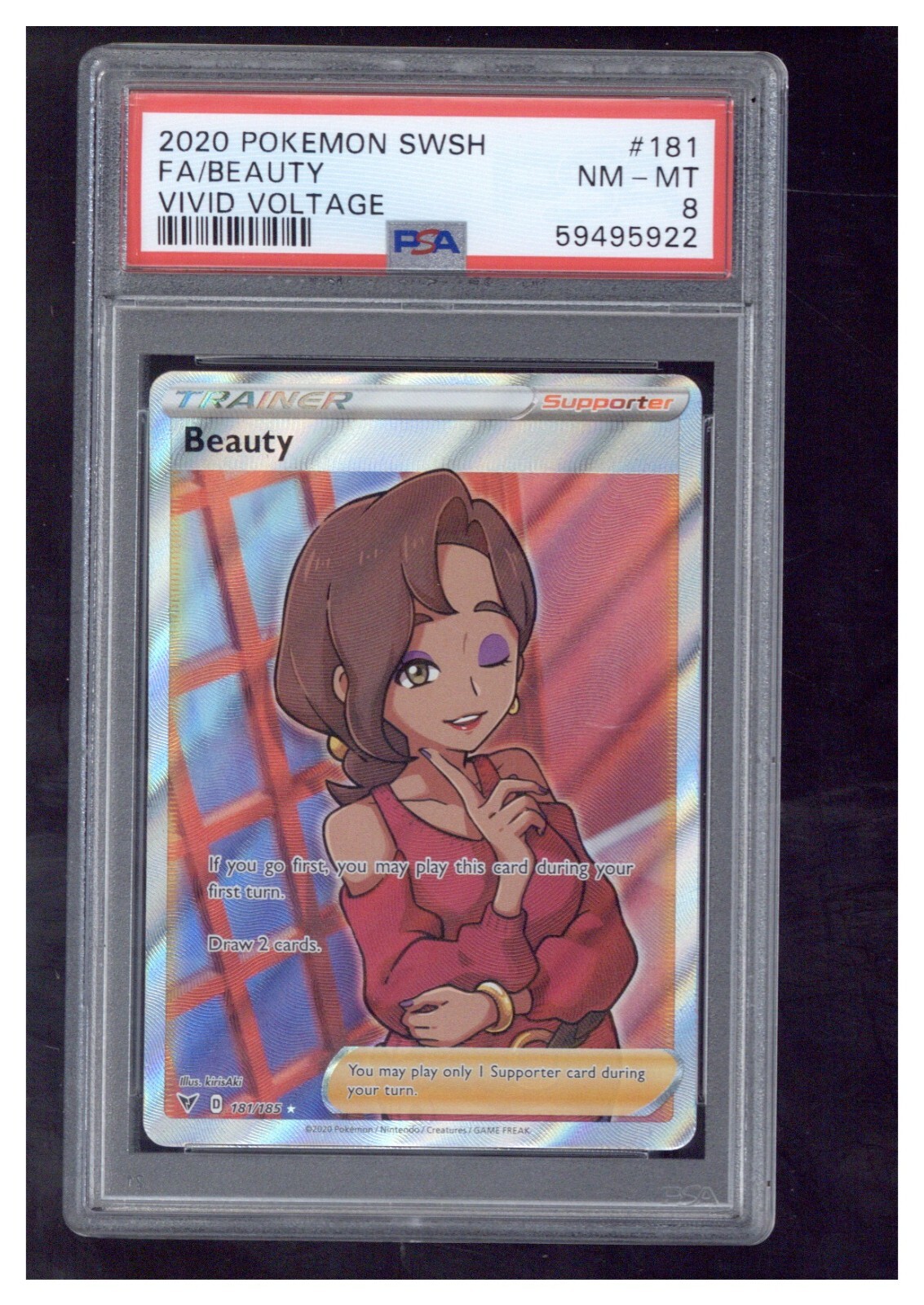 2020 POKEMON SWORD & SHIELD VIVID VOLTAGE 181 FULL ART/BEAUTY PSA 8 COLLECTIBLE MEMORABILIA