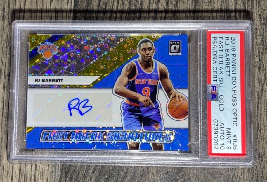 2019 Donruss Optic Fast Break Auto RC RJ Barrett Gold /10 PSA 9 10