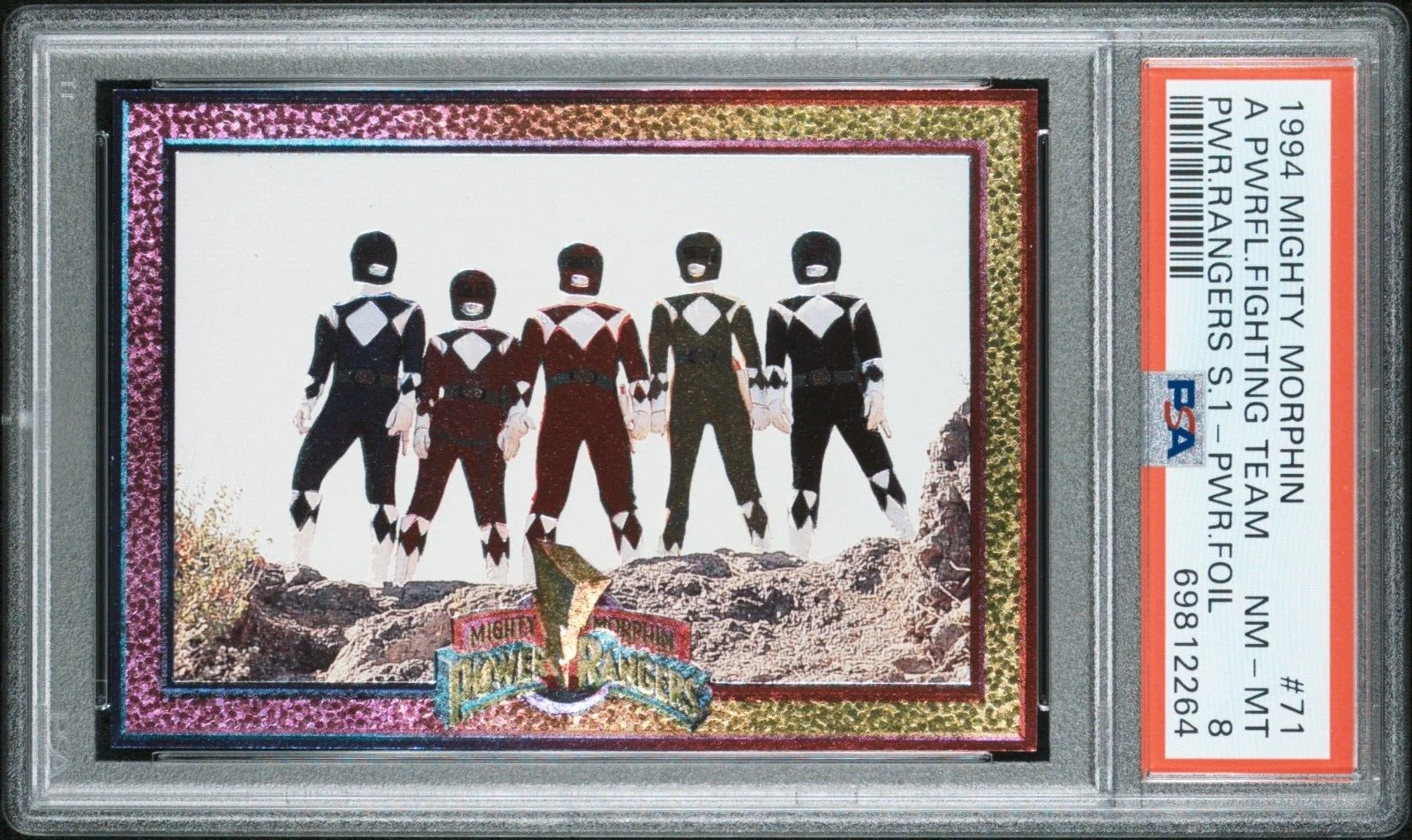 1994 Power Rangers Series 1 71 A Powerful Fighting Team Power Foil PSA 8